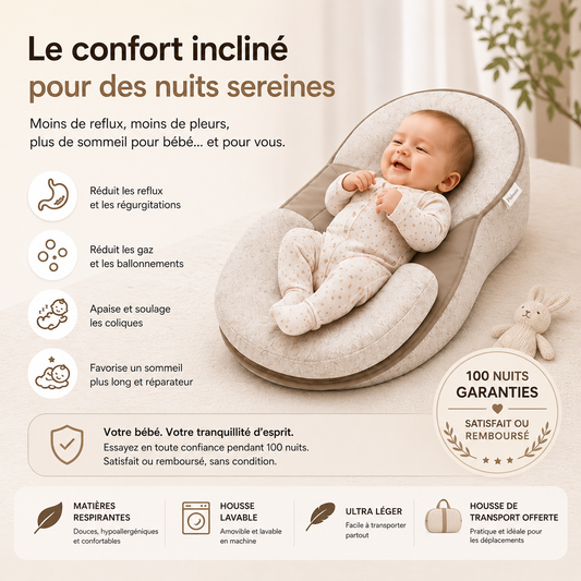 Oreiller Compensé Anti-Reflux Bébé 15° – Confort, Maintien & Nuits Apaisées